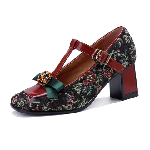 Hand-Painted Bowknot Mary Jane High Heels (Audrina)