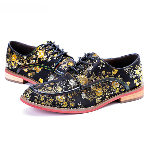 Golden Blossoms Casual Flats