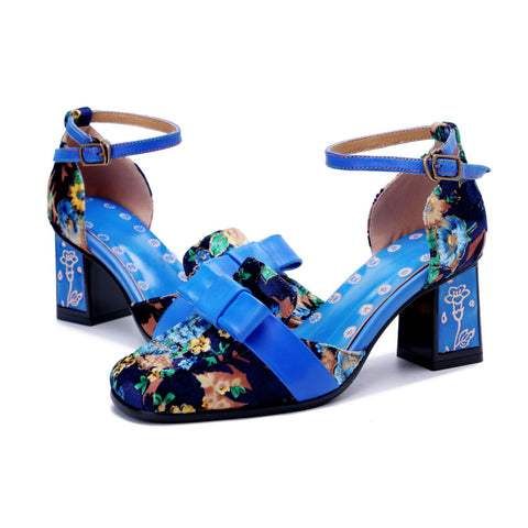 Hand-Painted Vintage Floral Multi Color High Heel Shoes (Celeste)