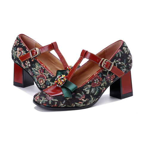 Hand-Painted Bowknot Mary Jane High Heels (Audrina)