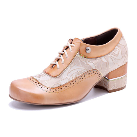 Baroque Colorblock Floral Lace-Up Side Zipper Heels (Morgana)