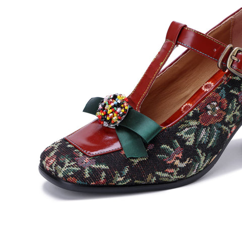 Hand-Painted Bowknot Mary Jane High Heels (Audrina)