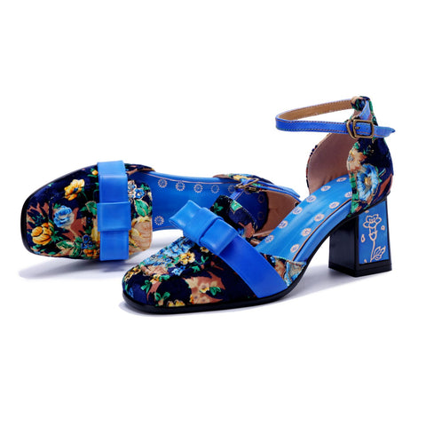 Hand-Painted Vintage Floral Multi Color High Heel Shoes (Celeste)