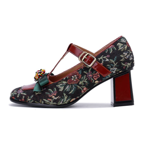 Hand-Painted Bowknot Mary Jane High Heels (Audrina)