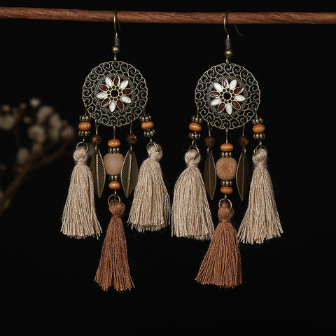 Bohemian Ethnic Retro Long Tassel Earrings