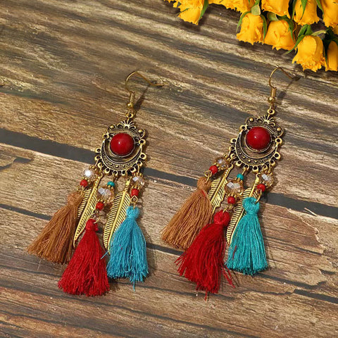 Bohemian Ethnic Retro Long Tassel Earrings