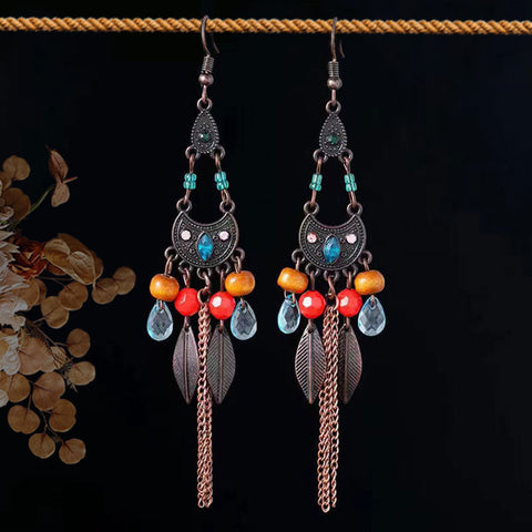 Bohemian Ethnic Retro Long Tassel Earrings