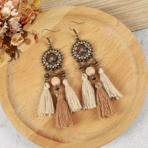 Bohemian Ethnic Retro Long Tassel Earrings