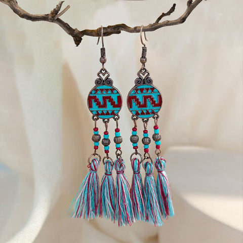 Bohemian Ethnic Retro Long Tassel Earrings