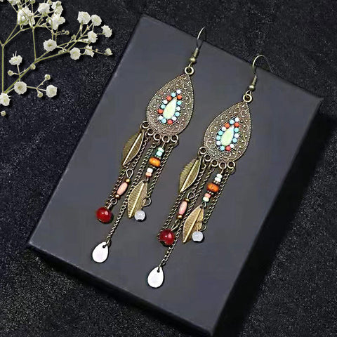 Bohemian Ethnic Retro Long Tassel Earrings