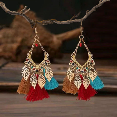 Bohemian Ethnic Retro Long Tassel Earrings