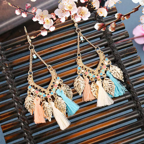 Bohemian Ethnic Retro Long Tassel Earrings