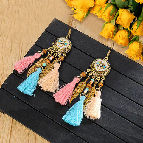 Bohemian Ethnic Retro Long Tassel Earrings