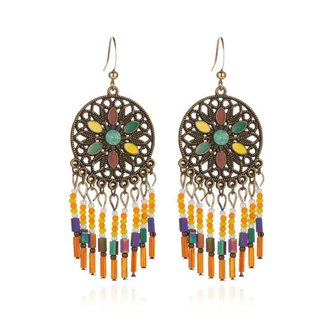 Bohemian Ethnic Retro Long Tassel Earrings