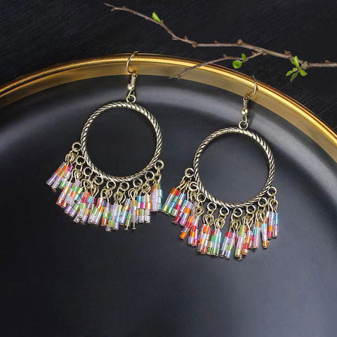 Bohemian Ethnic Retro Long Tassel Earrings