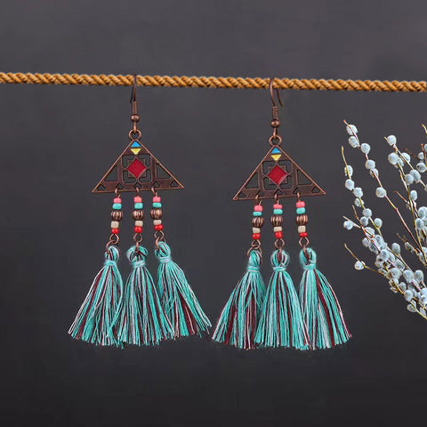 Bohemian Ethnic Retro Long Tassel Earrings