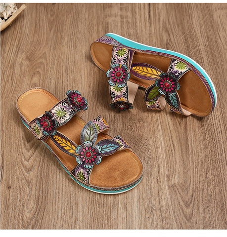 Printed Leather Handmade Sandals