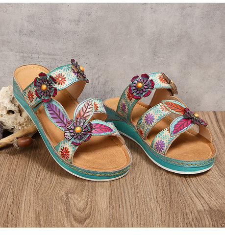 Printed Leather Handmade Sandals