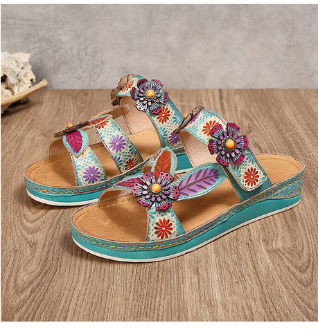 Printed Leather Handmade Sandals