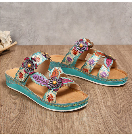 Printed Leather Handmade Sandals