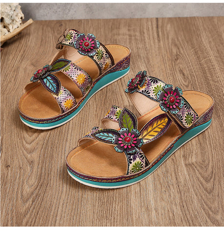 Printed Leather Handmade Sandals