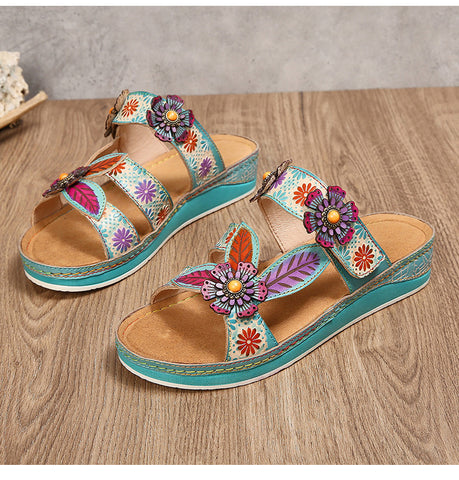 Printed Leather Handmade Sandals