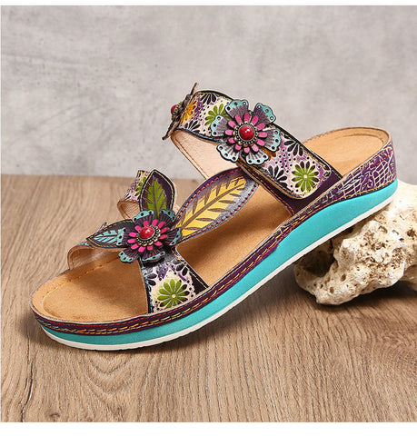 Printed Leather Handmade Sandals