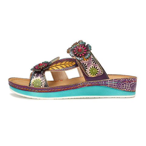 Printed Leather Handmade Sandals