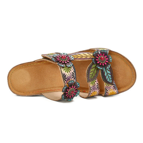 Printed Leather Handmade Sandals