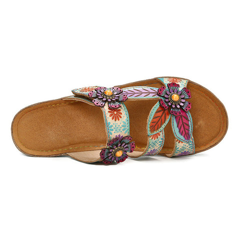 Printed Leather Handmade Sandals