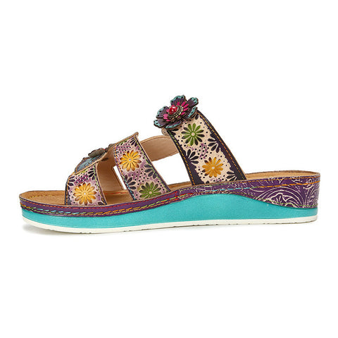 Printed Leather Handmade Sandals