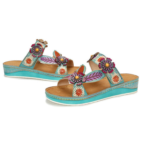 Printed Leather Handmade Sandals