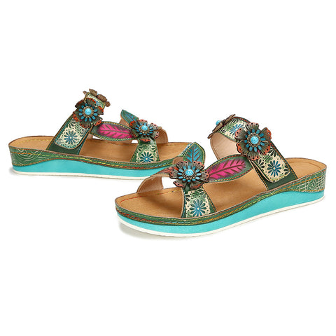 Printed Leather Handmade Sandals