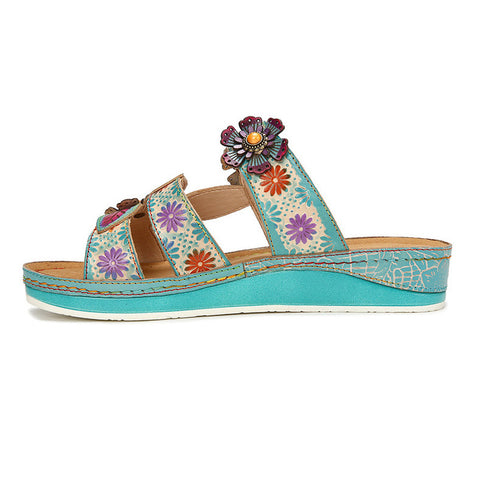 Printed Leather Handmade Sandals