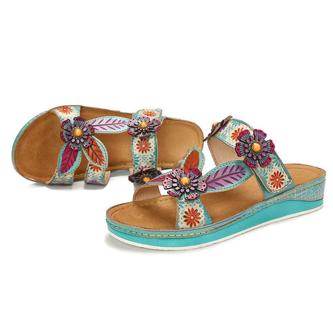 Printed Leather Handmade Sandals