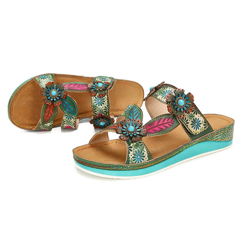 Printed Leather Handmade Sandals