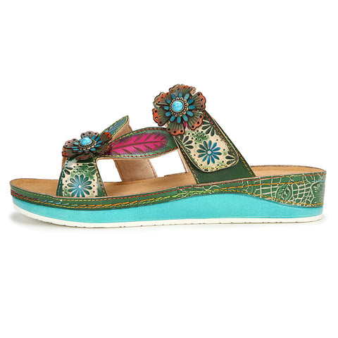 Printed Leather Handmade Sandals