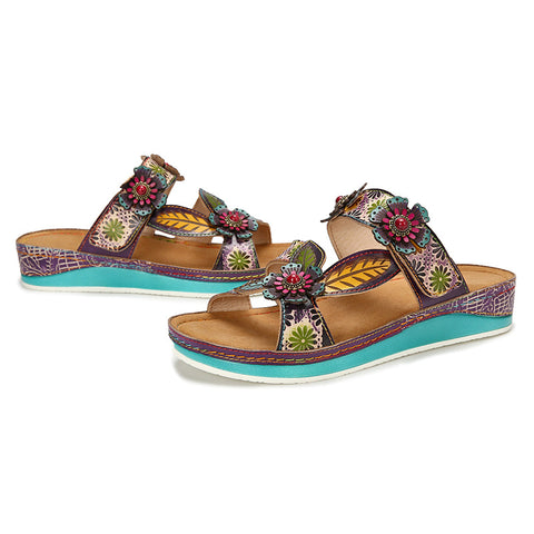 Printed Leather Handmade Sandals