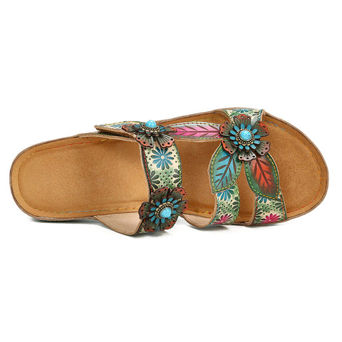 Printed Leather Handmade Sandals