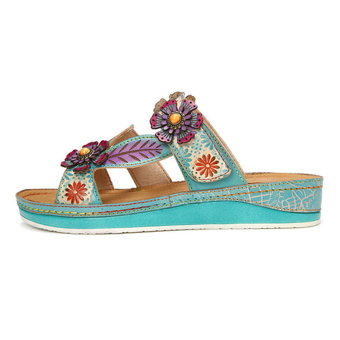 Printed Leather Handmade Sandals