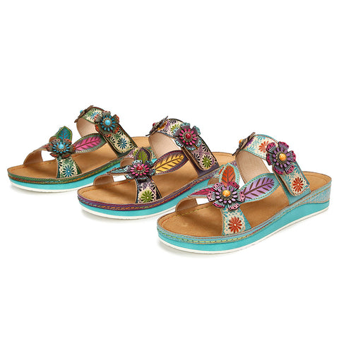 Printed Leather Handmade Sandals