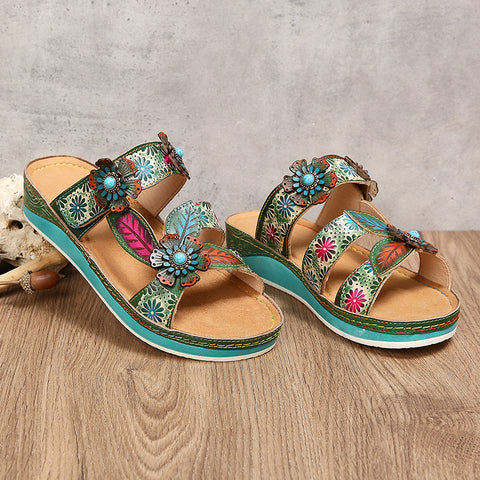 Printed Leather Handmade Sandals