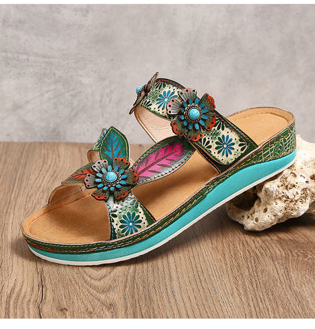 Printed Leather Handmade Sandals