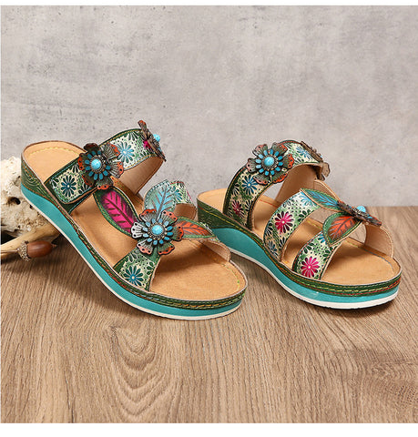 Printed Leather Handmade Sandals