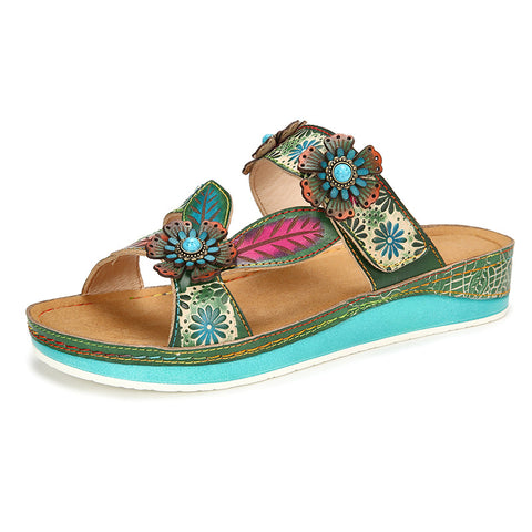 Printed Leather Handmade Sandals