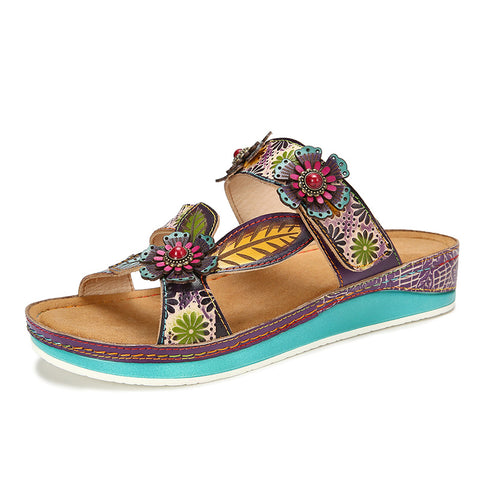 Printed Leather Handmade Sandals