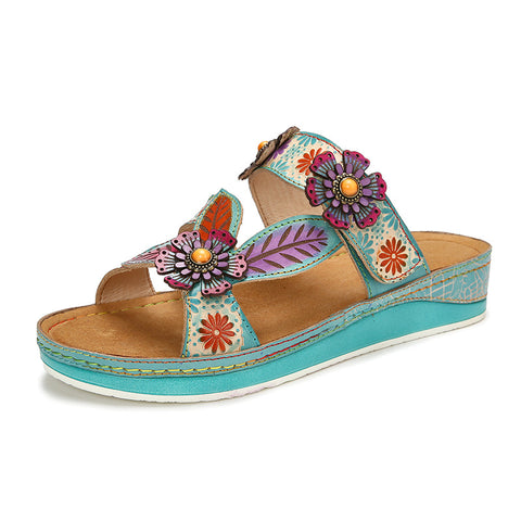 Printed Leather Handmade Sandals