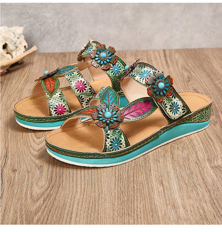 Printed Leather Handmade Sandals