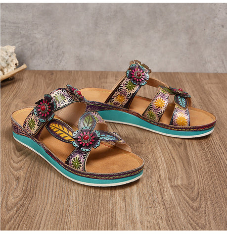 Printed Leather Handmade Sandals