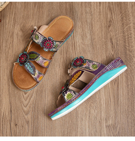 Printed Leather Handmade Sandals